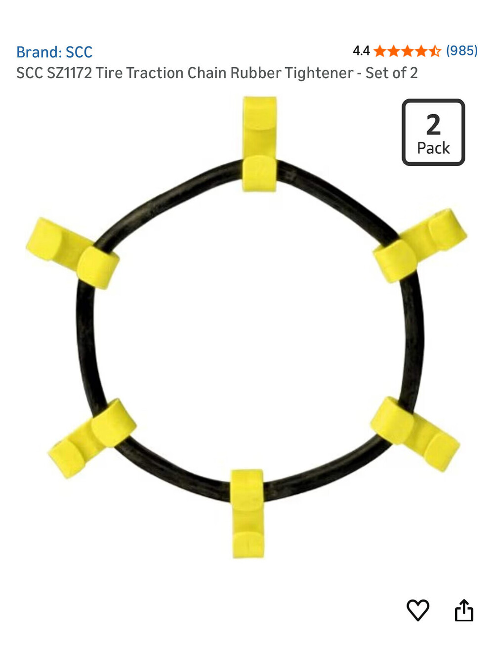 SCC SZ1172 Tire Traction Chain Rubber Tightener - Set of 2